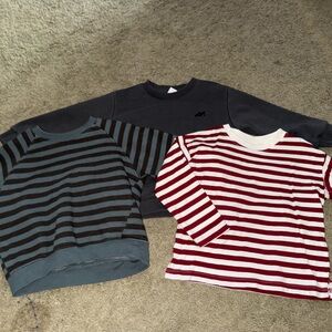 Zara Kids Striped Sweatshirts and Hoodie Set - Black, Gray, Red
